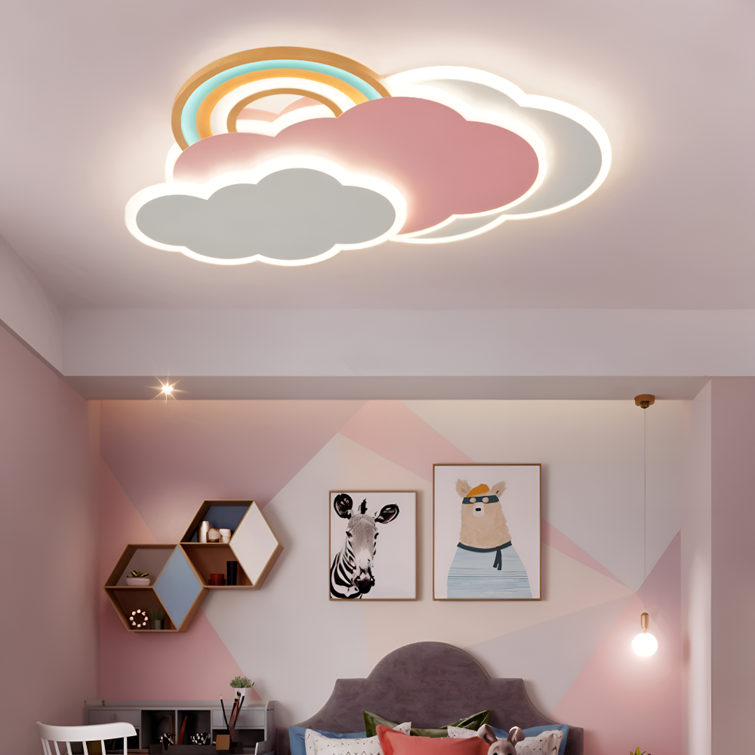 Lámpara de Techo LED Nube y Arcoíris para Habitación Infantil | Colorida