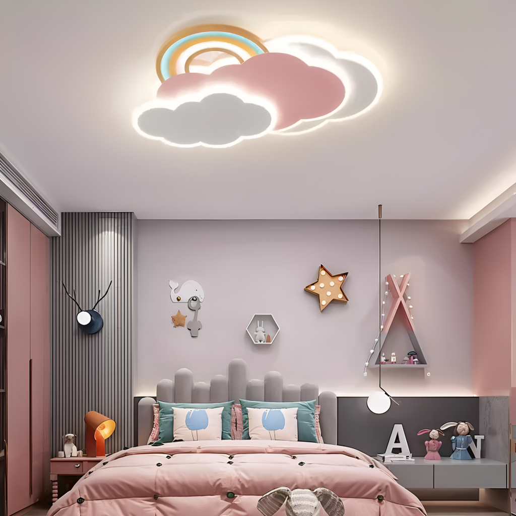 Lámpara de Techo LED Nube y Arcoíris para Habitación Infantil | Colorida