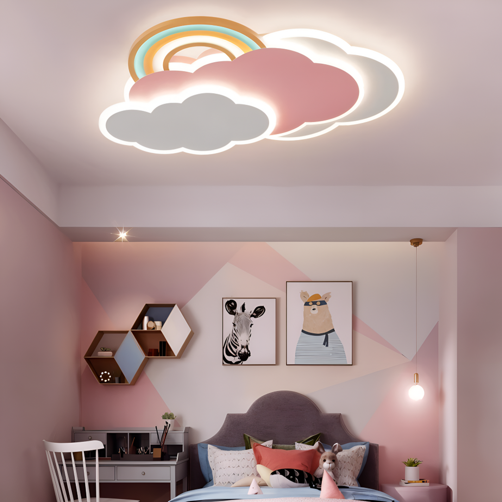Lámpara de Techo LED Nube y Arcoíris para Habitación Infantil | Colorida