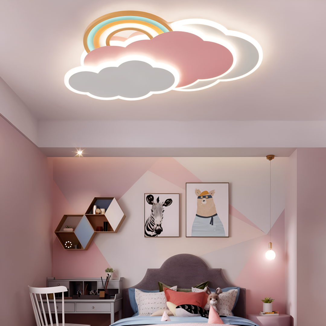 Lámpara de Techo LED Nube y Arcoíris para Habitación Infantil | Colorida