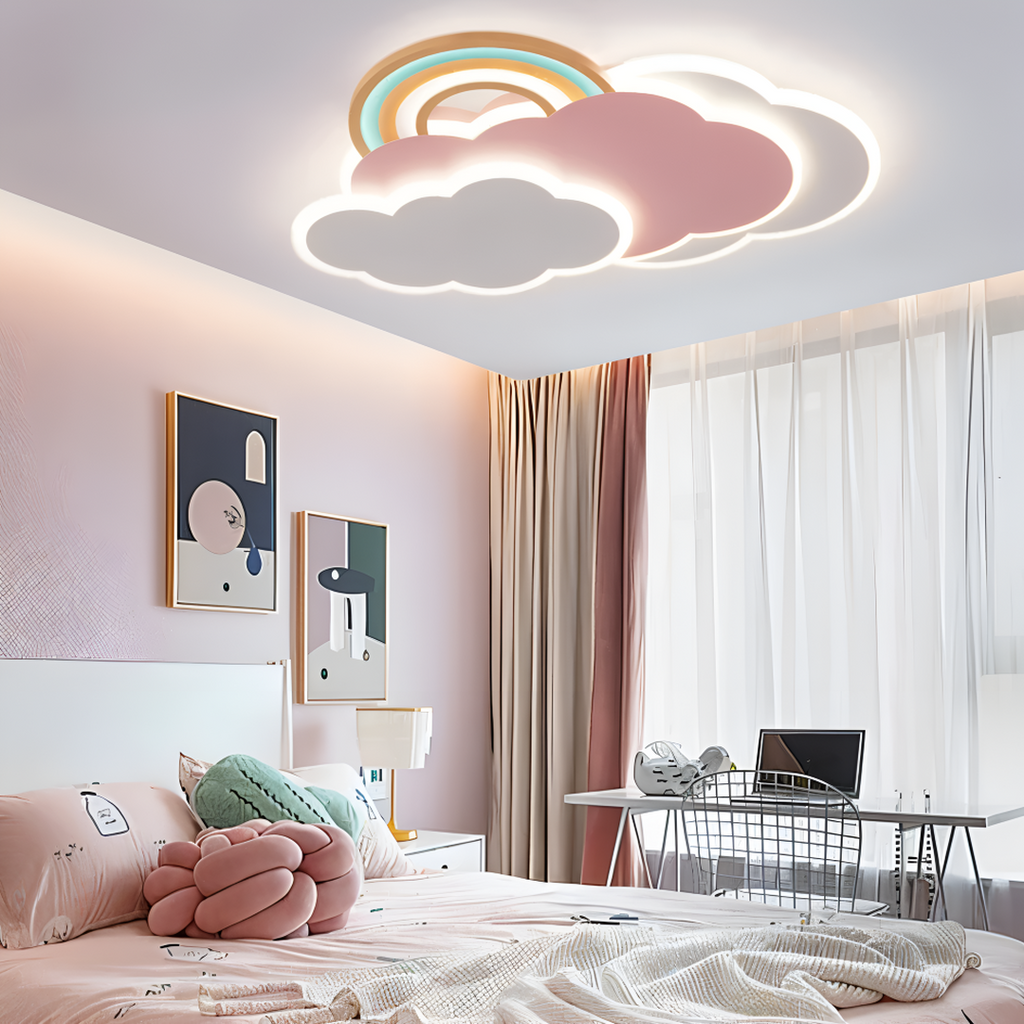 Lámpara de Techo LED Nube y Arcoíris para Habitación Infantil | Colorida