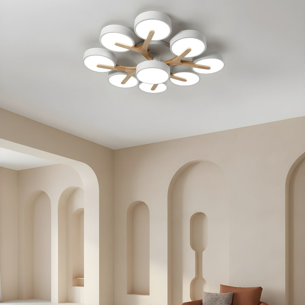 Lámpara De Techo Redonda De Madera | Moderna