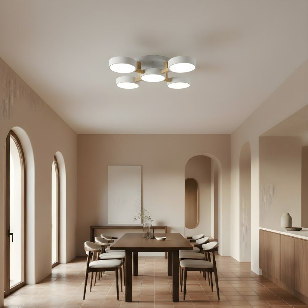 Lámpara De Techo Redonda De Madera | Moderna