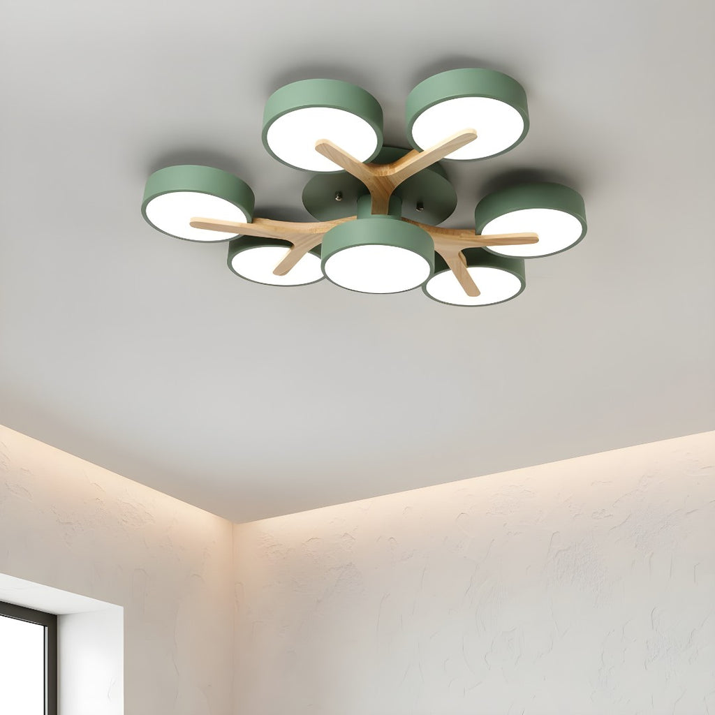 Lámpara De Techo Redonda De Madera | Moderna