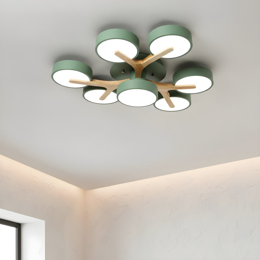 Lámpara De Techo Redonda De Madera | Moderna