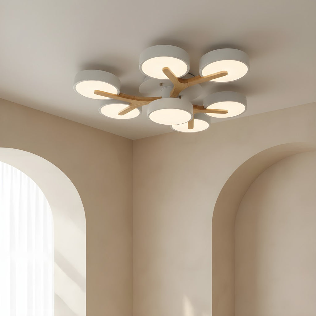 Lámpara De Techo Redonda De Madera | Moderna