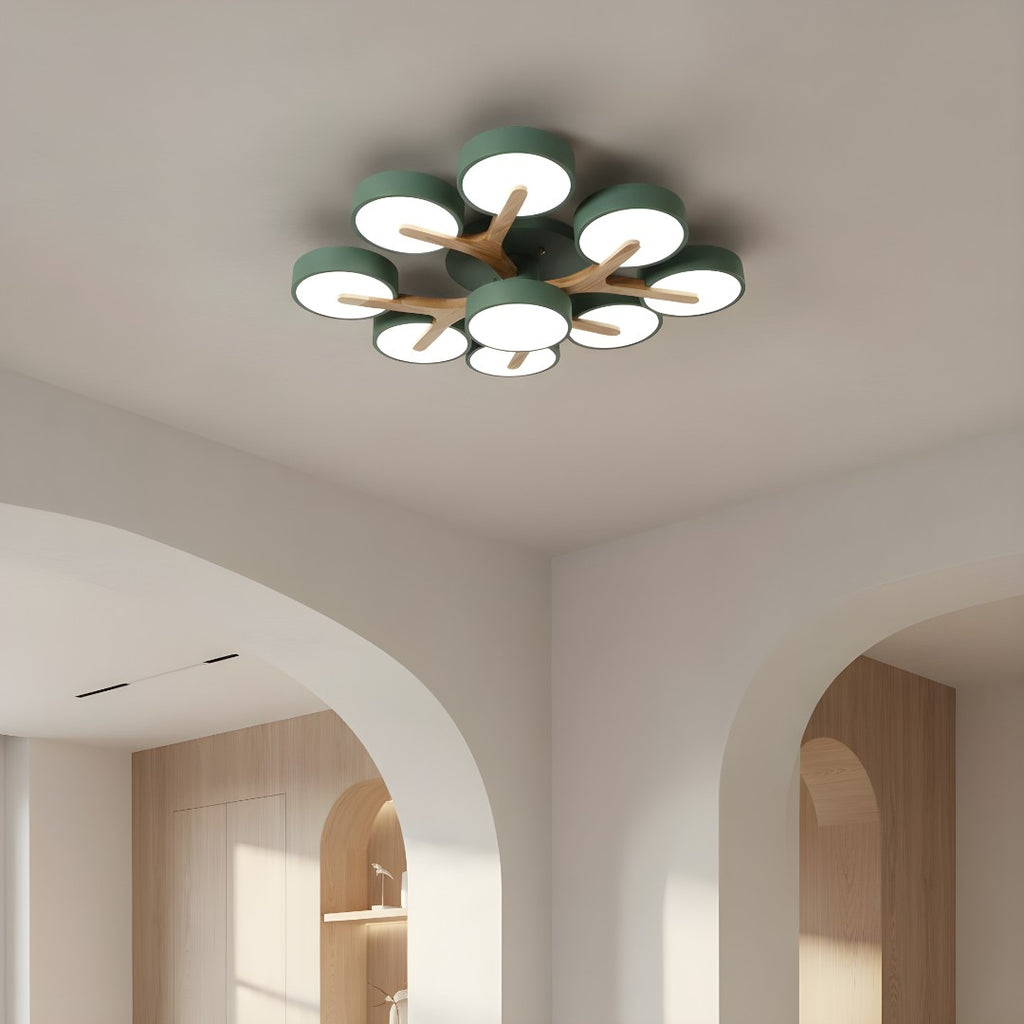 Lámpara De Techo Redonda De Madera | Moderna