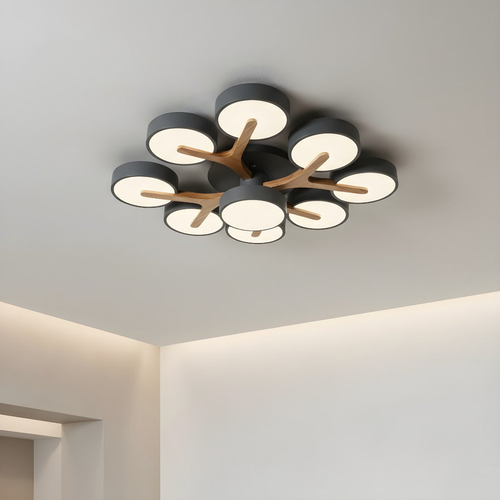 Lámpara De Techo Redonda De Madera | Moderna