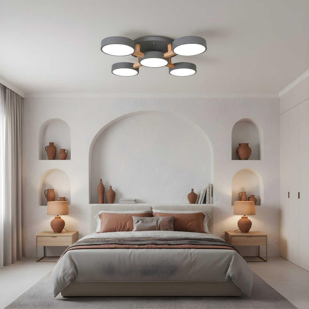 Lámpara De Techo Redonda De Madera | Moderna