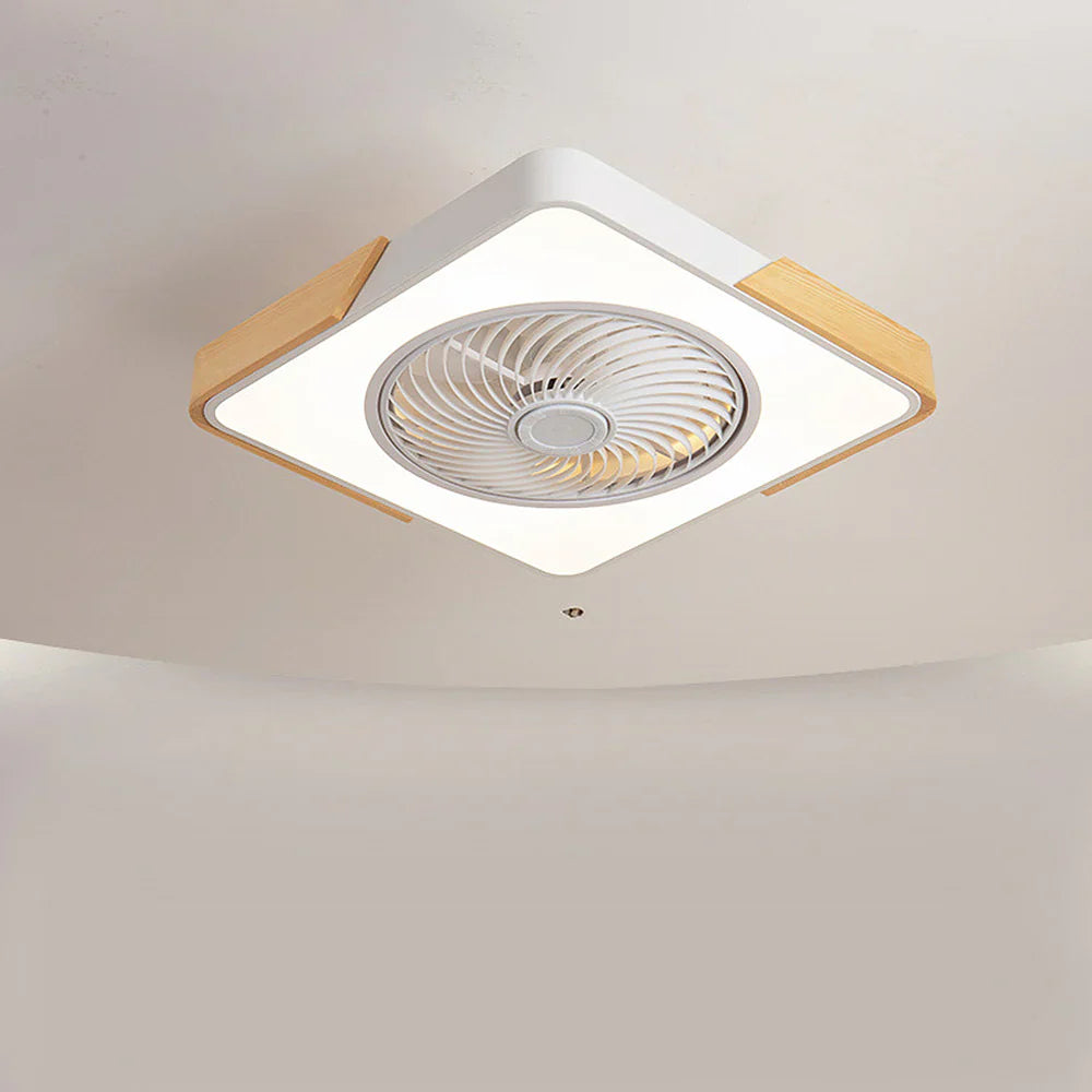 Circular wooden ceiling fan Nordic style with LED lighting