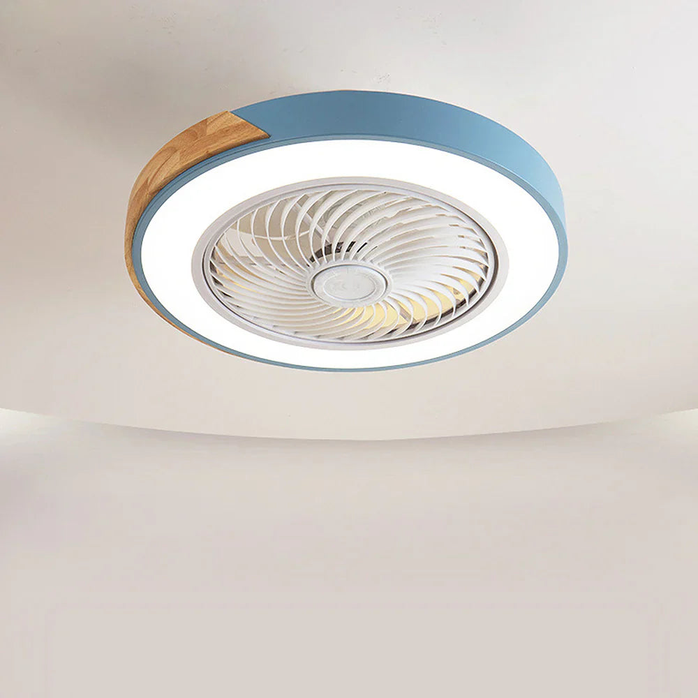 Circular wooden ceiling fan Nordic style with LED lighting