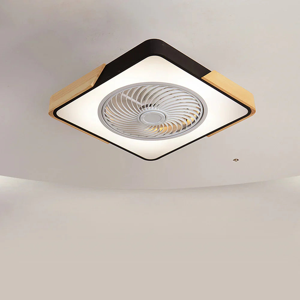 Circular wooden ceiling fan Nordic style with LED lighting