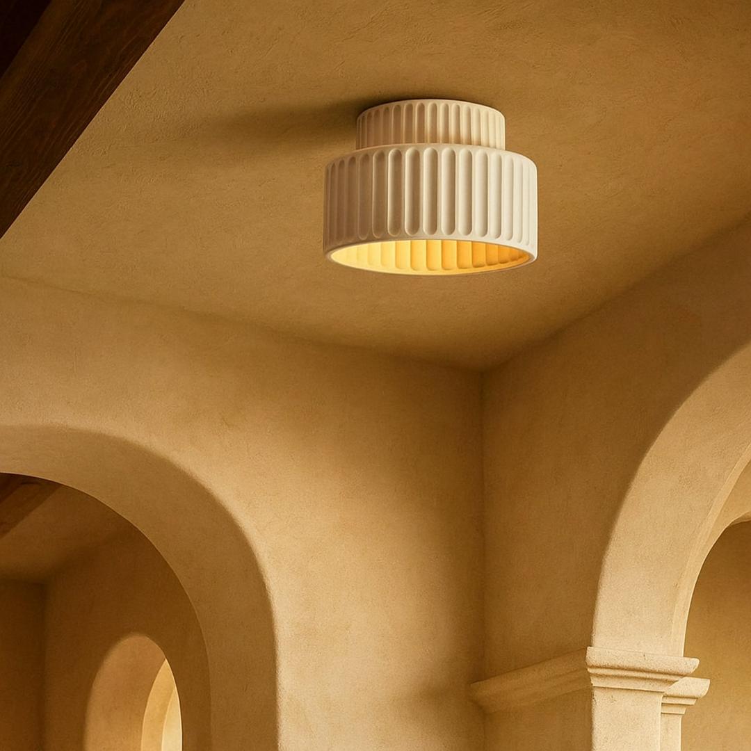 Lámpara Colgante Moderna Color Crema | Redonda