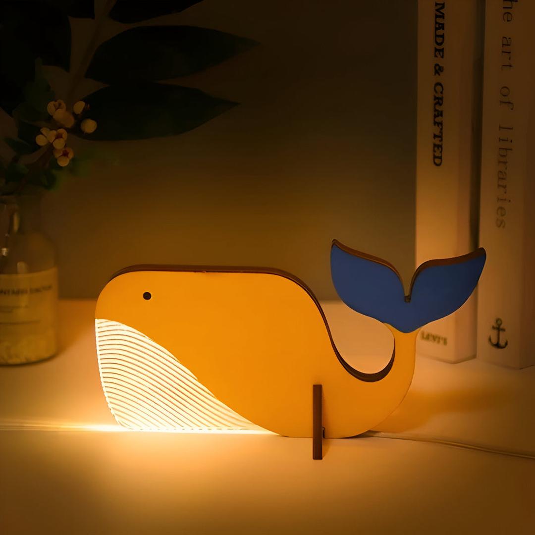 Lámpara de Mesa LED de Madera y Acrílico | Diseño Animal
