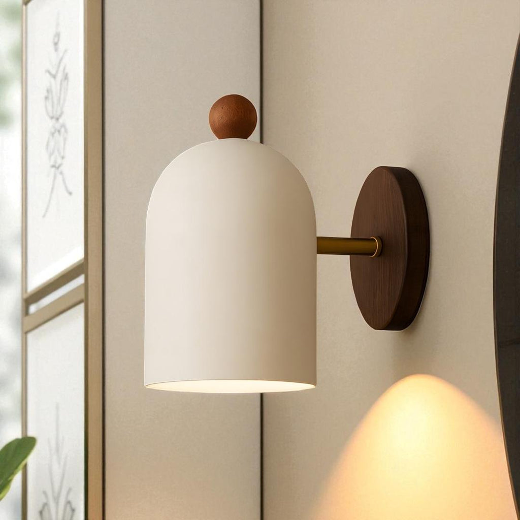 Lámpara de Pared Wabi-Sabi de Madera de Nogal y Metal para Hogar | Estilo Diseño