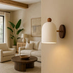 Lámpara de Pared Wabi-Sabi de Madera de Nogal y Metal para Hogar | Estilo Diseño