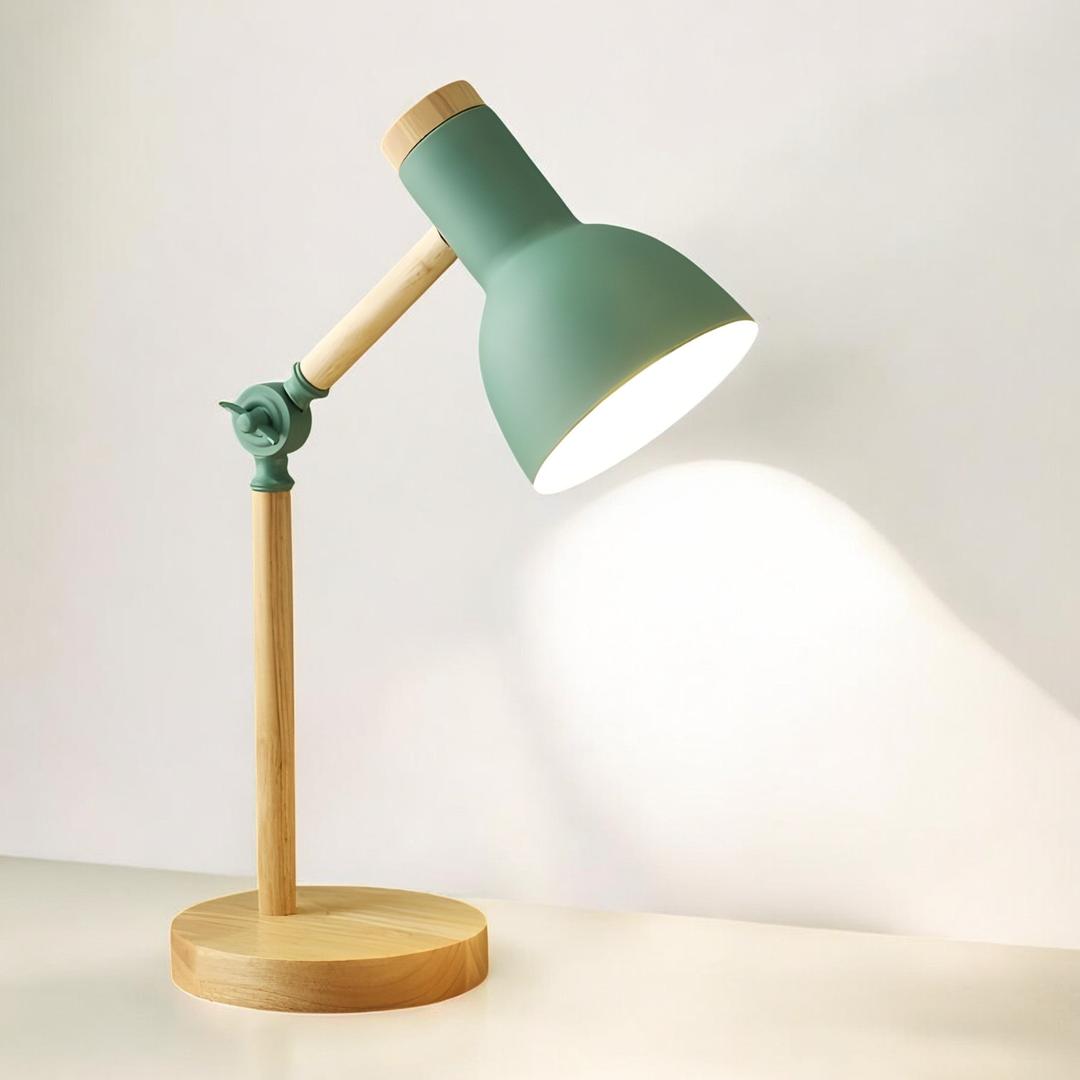 Lámpara de Escritorio LED de Madera Escandinava | Para Estudio