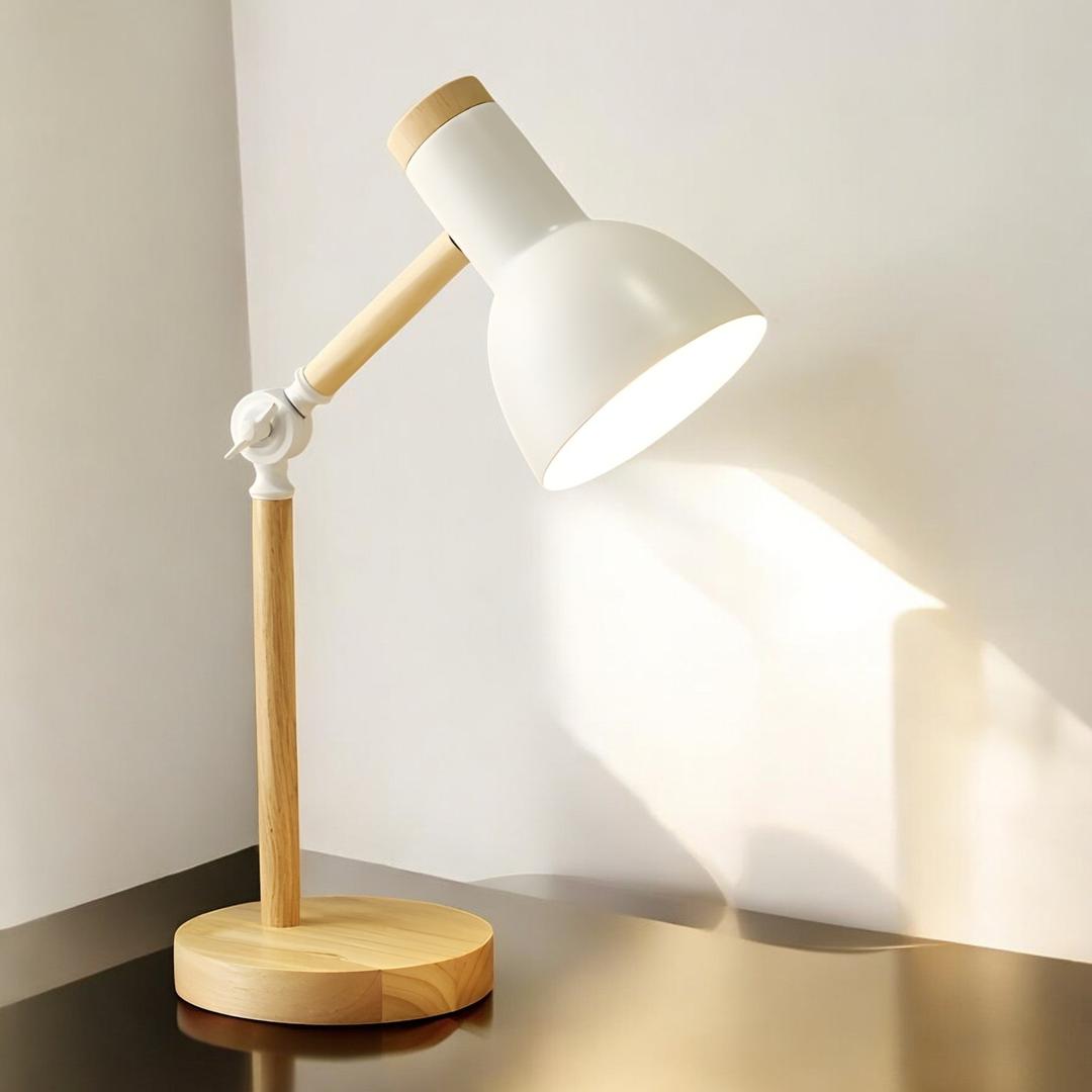 Lámpara de Escritorio LED de Madera Escandinava | Para Estudio