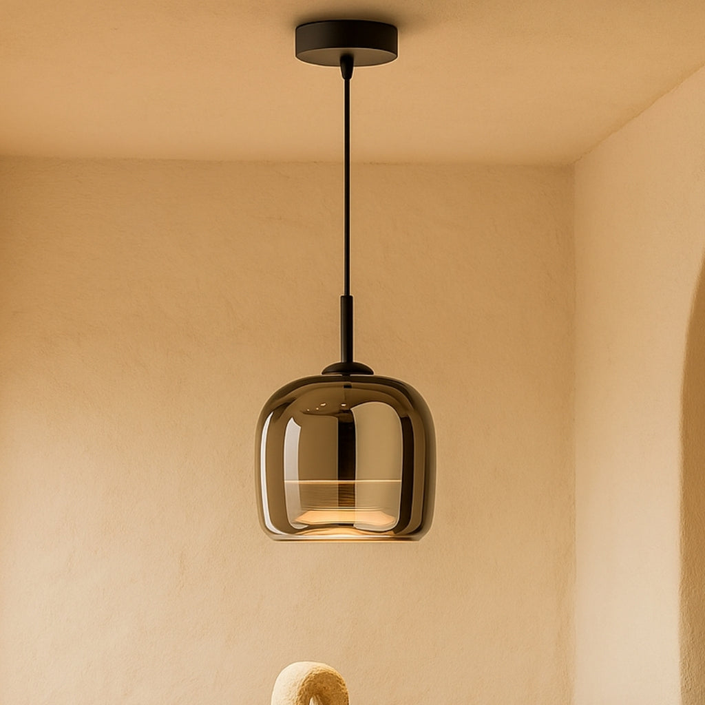 Lámpara Colgante Decorativa De Vidrio Negro | Estilo Nórdico