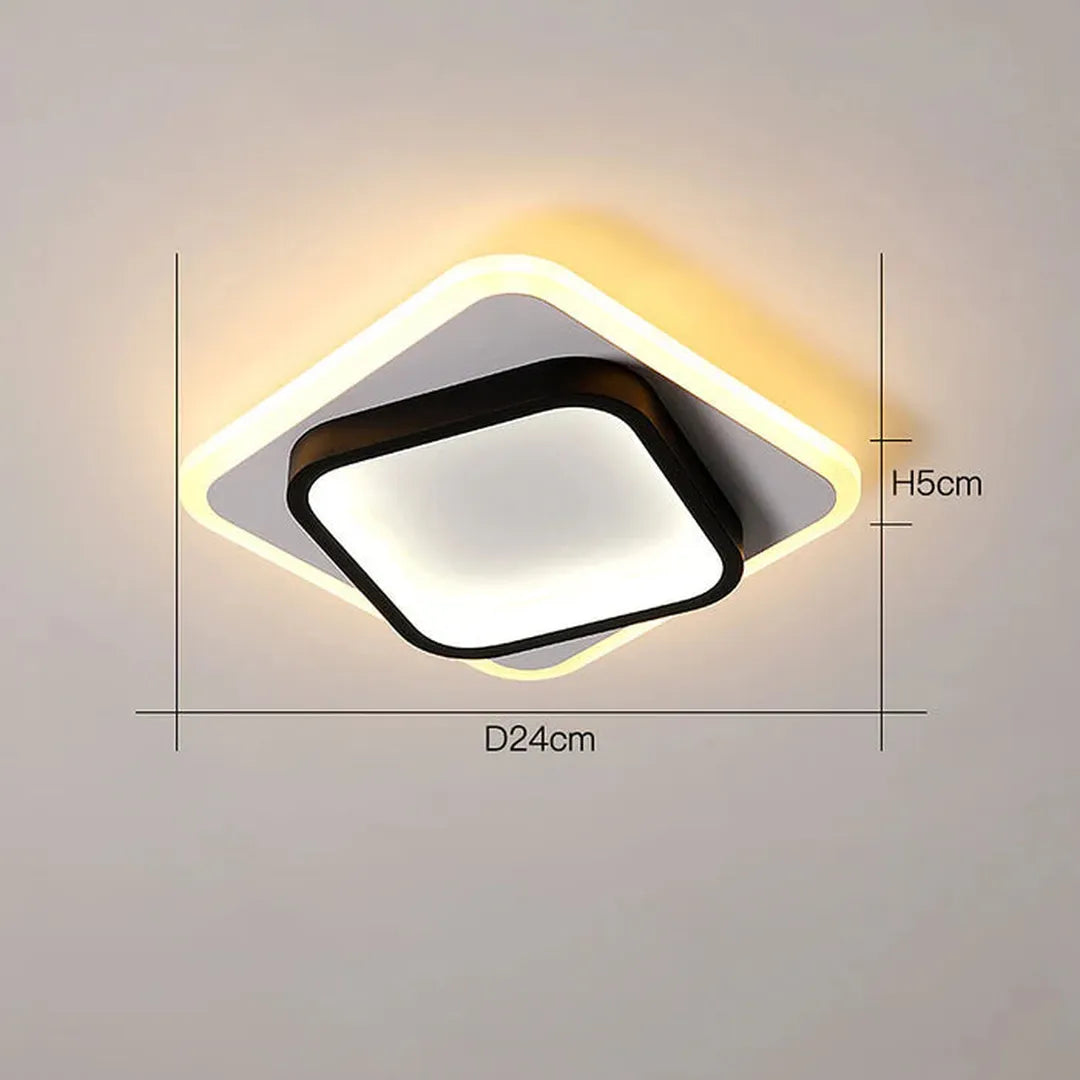 Lámpara de Techo Cuadrada con Diseño Geométrico | Luz LED Dorada