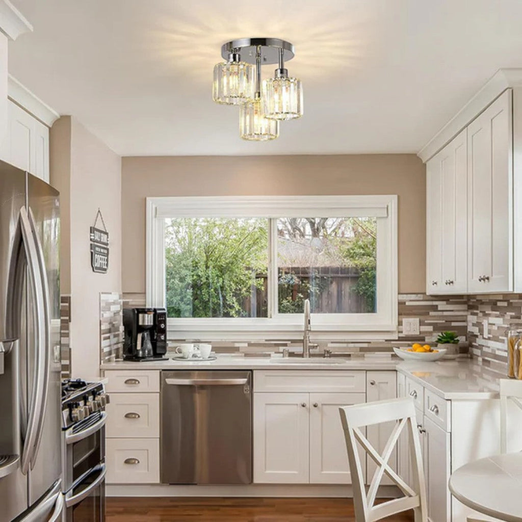 Lámpara de Techo Moderna de Cristal | Montaje Semiatinado