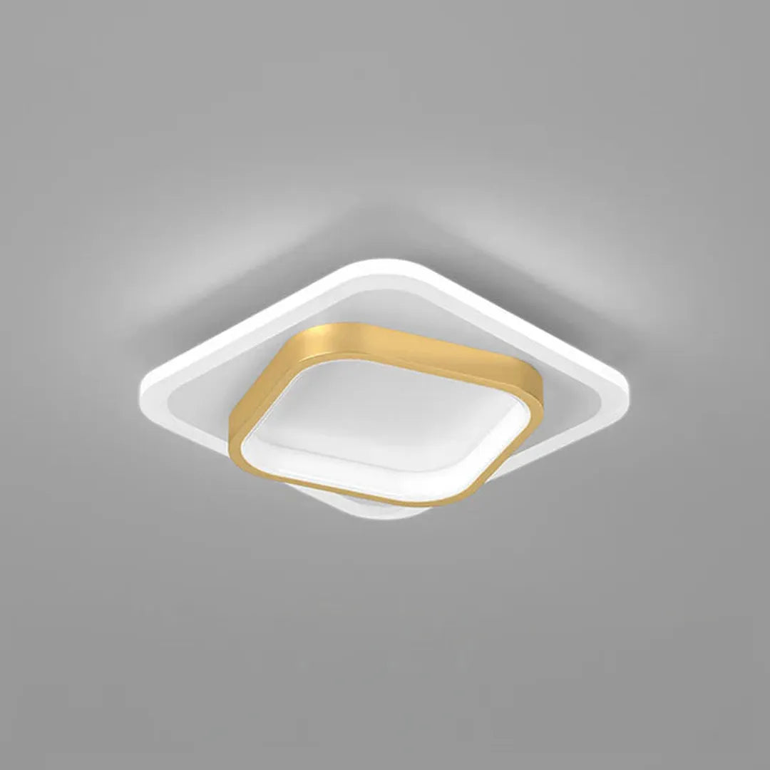 Lámpara de Techo Cuadrada con Diseño Geométrico | Luz LED Dorada