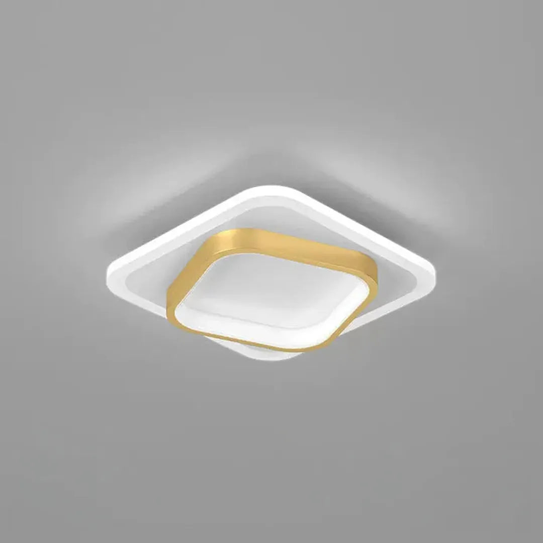 Lámpara de Techo Cuadrada con Diseño Geométrico | Luz LED Dorada