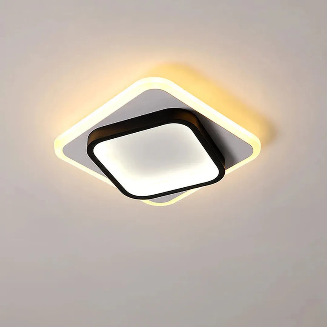 Lámpara de Techo Cuadrada con Diseño Geométrico | Luz LED Dorada