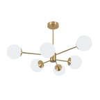 White Opaline Glass Globe Chandelier with 6/8/12 Lights Mid-Century Modern Style