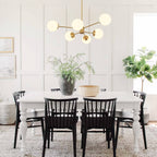 White Opaline Glass Globe Chandelier with 6/8/12 Lights Mid-Century Modern Style