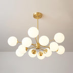 White Opaline Glass Globe Chandelier with 6/8/12 Lights Mid-Century Modern Style