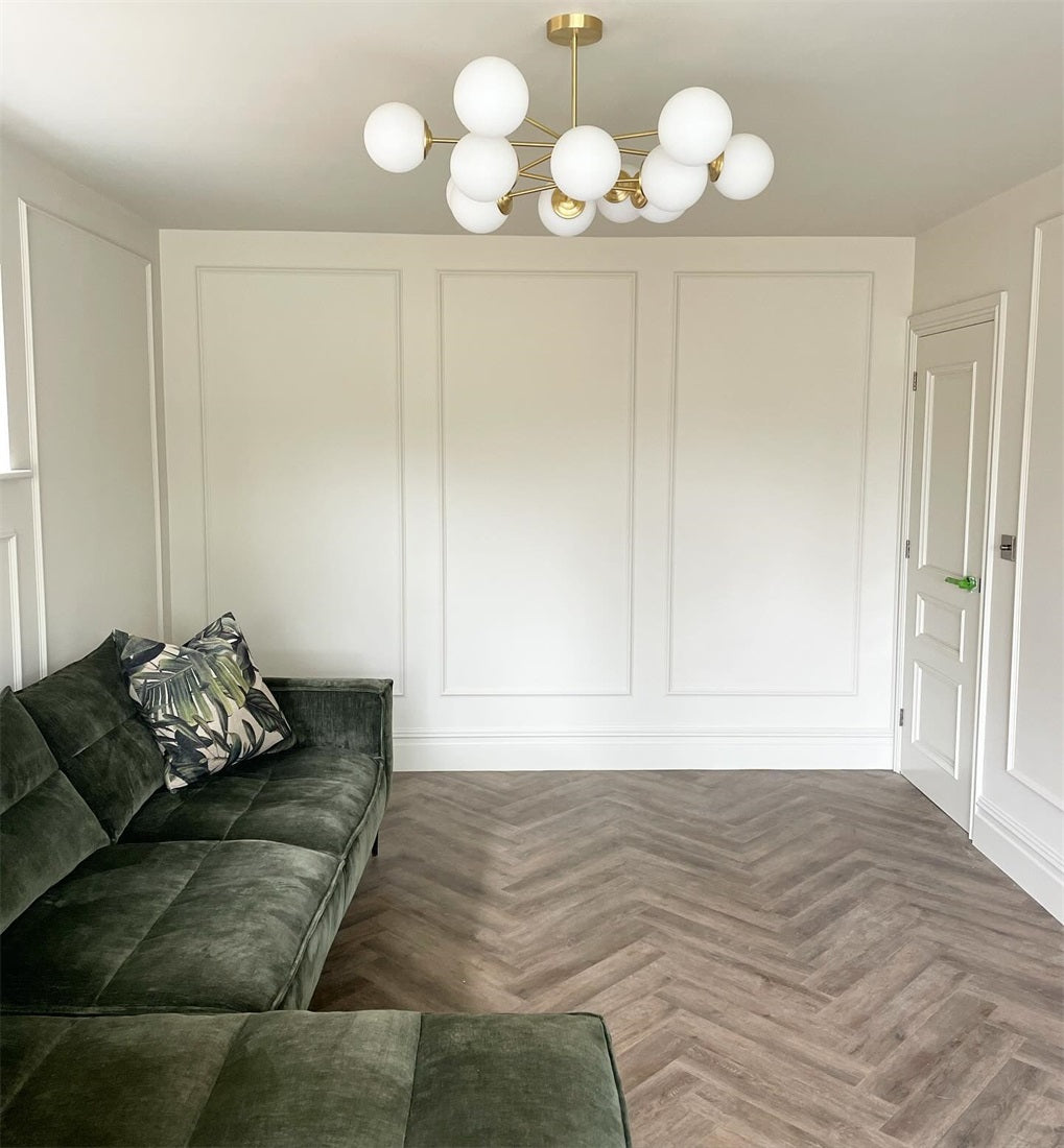 Candelabro de Globo de Vidrio Opalino Blanco de 6/8/12 Luces Estilo Moderno de Mediados de Siglo