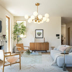 White Opaline Glass Globe Chandelier with 6/8/12 Lights Mid-Century Modern Style