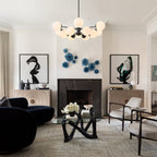 White Opaline Glass Globe Chandelier with 6/8/12 Lights Mid-Century Modern Style