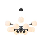White Opaline Glass Globe Chandelier with 6/8/12 Lights Mid-Century Modern Style