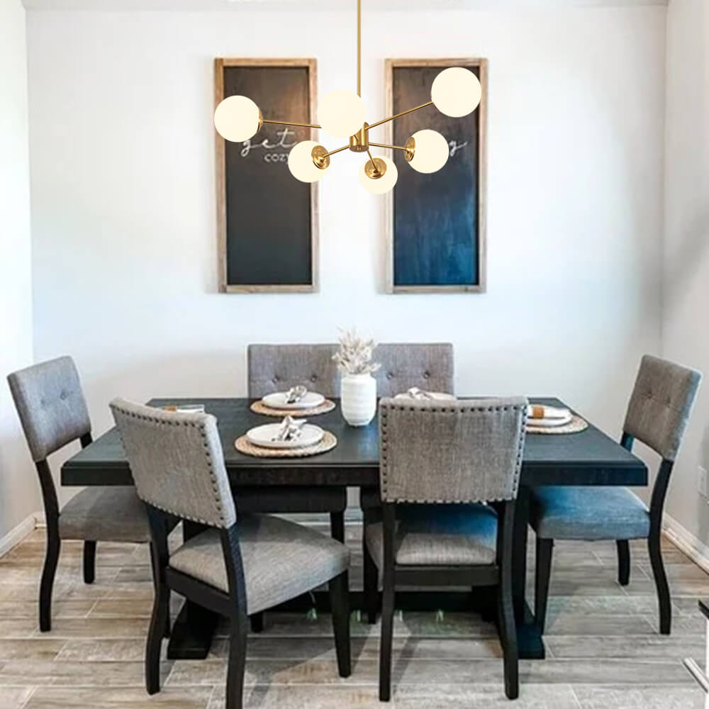 Candelabro de Globo de Vidrio Opalino Blanco de 6/8/12 Luces Estilo Moderno de Mediados de Siglo