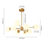 White Opaline Glass Globe Chandelier with 6/8/12 Lights Mid-Century Modern Style