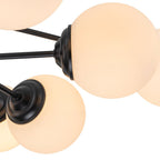 White Opaline Glass Globe Chandelier with 6/8/12 Lights Mid-Century Modern Style
