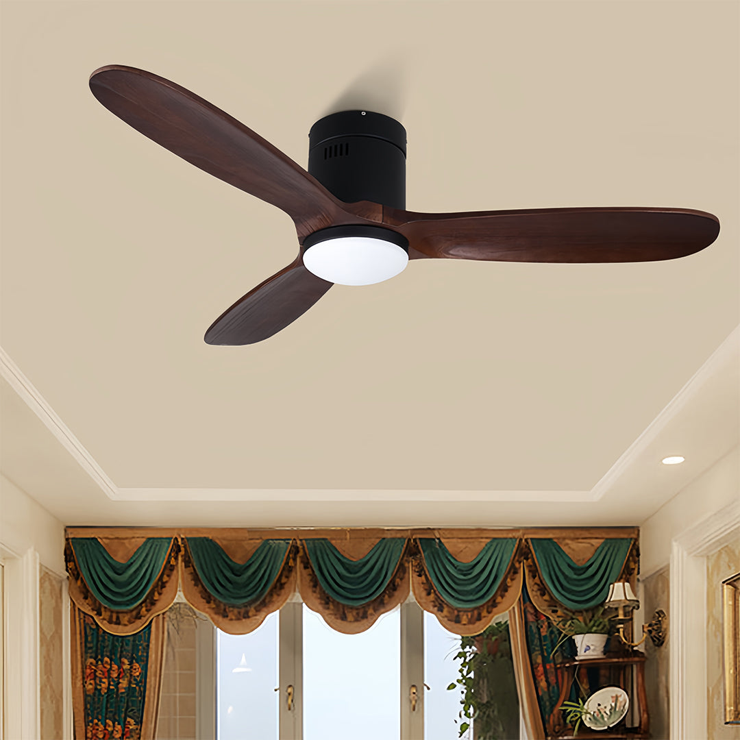 Silent Ceiling Fan with 3 Blades, Light, and Remote Control - DC Motor